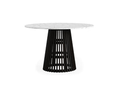 Soho Black Wood Round Top Dining Table - Coloured Wood Body With Marble Top