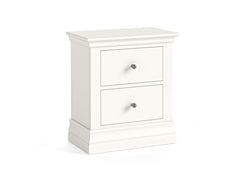 Burgundy Two Drawer Bedside – Smooth White Lacquered Bedside Storage Unit