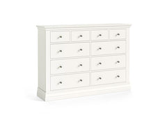 Burgundy 4+6 Wide Chest Of Drawers – Smooth White Lacquered Bedroom Storage Unit