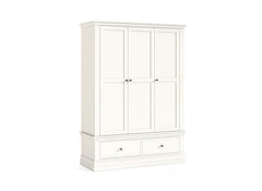 Burgundy Triple Wardrobe – Smooth White Lacquered Bedroom Storage