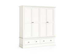 Burgundy Four Door Wardrobe – Smooth White Lacquered Bedroom Storage