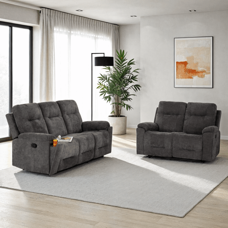 Guildford 3+2 Recliner Suite Grey Fabric