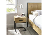 Harlow Oak Bedside Table with Metal Frame – Modern Oak Nightstand | Bedroom Storage The Harlow Oak Bedside with Metal Frame