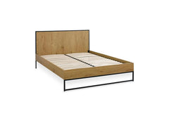Harlow Oak Bed With Metal Frame Support – Modern Wooden Bedframe | Free Delivery In Ireland