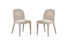 Two Holly Fabric Dining Chairs – Chenille Upholstered Chairs in Graphite & Beige