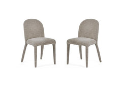 Two Holly Fabric Dining Chairs – Chenille Upholstered Chairs in Graphite & Beige