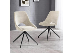 Two Jonah Swivel Dining Chairs – Cream Or Grey Chenille Fabric Dining Chair With Swivel Base