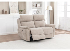 Kelmire Fabric Powered 2PP with Plush Beige Upholstery | Electric Recliner Sofa for Luxury Home Comfort