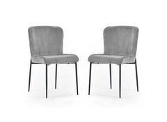 Leonie Grey Velvet Dining Chairs - 1