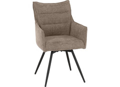 Two Lewis Fawn Carver Swivel Dining Chairs – Luxury Upholstered 360° Rotating Chairs for Dining Room & Kitchen