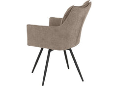 Two Lewis Fawn Carver Swivel Dining Chairs – Luxury Upholstered 360° Rotating Chairs for Dining Room & Kitchen