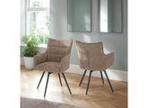 Two Lewis Fawn Carver Swivel Dining Chairs – Luxury Upholstered 360° Rotating Chairs for Dining Room & Kitchen