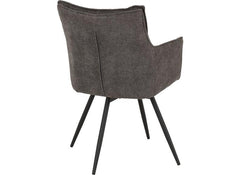 Two Lewis Grey Carver Swivel Dining Chairs – Luxury Upholstered 360° Rotating Chairs for Dining Room & Kitchen