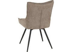 Two Lewis Fawn Swivel Dining Chairs – Luxury Upholstered 360° Rotating Chairs for Dining Room & Kitchen