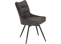Two Lewis Grey Swivel Dining Chairs – Luxury Upholstered 360° Rotating Chairs for Dining Room & Kitchen