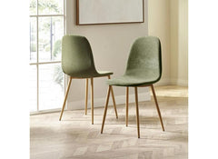 Four Lottie Fabric Dining Chairs – Grey, Green, Blue, Orange – Light Wood Legs – Set of Four