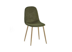 Four Lottie Fabric Dining Chairs – Grey, Green, Blue, Orange – Light Wood Legs – Set of Four