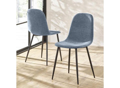 Four Lottie Fabric Dining Chairs – Grey, Green, Blue, Orange – Light Wood Legs – Set of Four