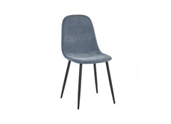 Four Lottie Fabric Dining Chairs – Grey, Green, Blue, Orange – Light Wood Legs – Set of Four