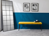 Luxe Low Velvet Mustard Bench - room