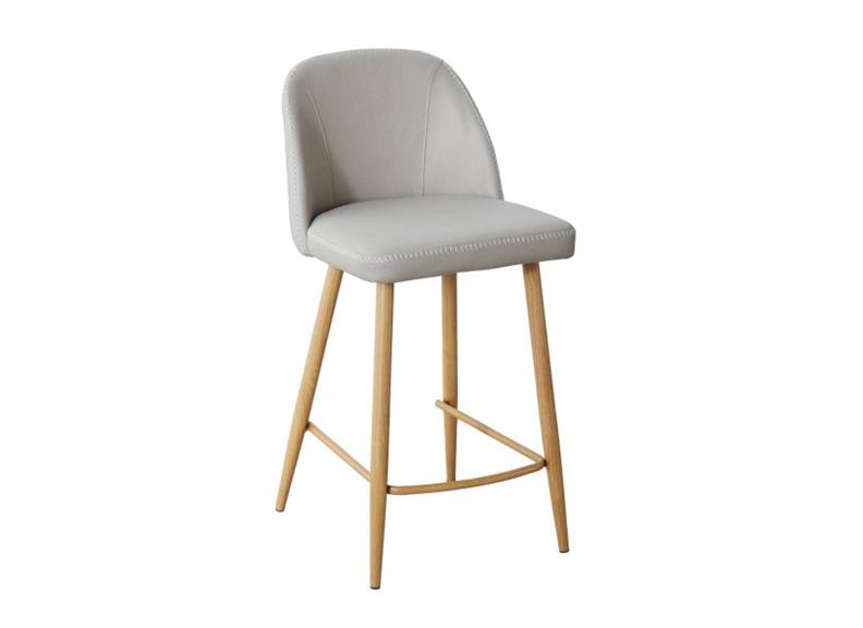 Leo Taupe Bar Stool - Oak Legs