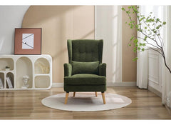 Lila Moss Fabric Occasional Armchair With Bolster Cushion – Modern Accent Lounge Chair For Living Room Or Bedroom