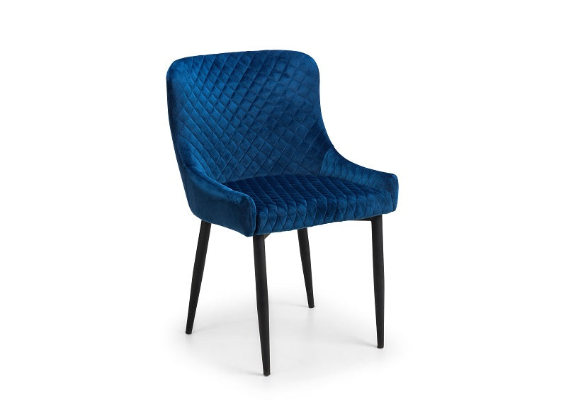 Luxe Blue Velvet Chair - 1