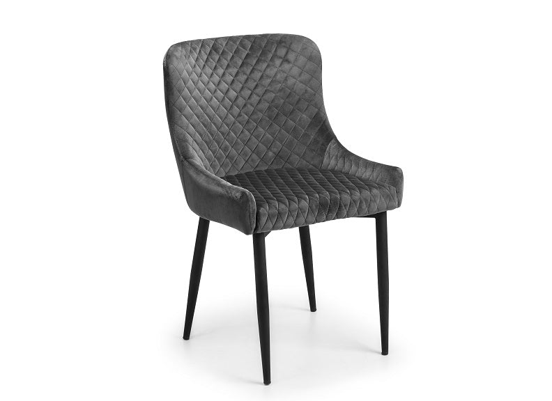 Luxe Grey Velvet Dining Chair