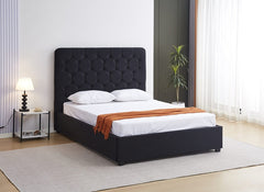 Madison Black Velvet Storage Bed with Hexagonal Debossed Headboard – Luxury Ottoman Bed Frame with Hidden Storage