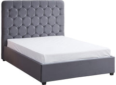 Madison Grey Velvet Storage Bed with Hexagonal Debossed Headboard – Luxury Ottoman Bed Frame with Hidden Storage (Pre-Order 4 ft6)