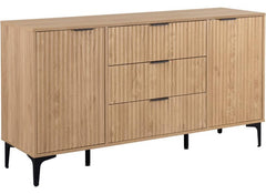 Miami Oak Two Door Three Drawer Sideboard – Oak Effect Living Room Storage With Black Legs – Modern Living Furniture