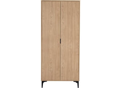 Miami Oak Two Door Wardrobe – Oak Effect Bedroom Wardrobe with Black Legs – Modern Bedroom Furniture