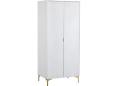 Miami White Two Door Wardrobe – White Lacquered Bedroom Wardrobe with Gold Legs – Modern Bedroom Furniture
