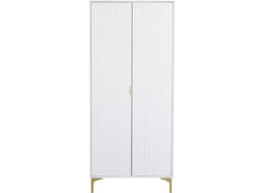 Miami White Two Door Wardrobe – White Lacquered Bedroom Wardrobe with Gold Legs – Modern Bedroom Furniture