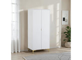 Miami White Two Door Wardrobe – White Lacquered Bedroom Wardrobe with Gold Legs – Modern Bedroom Furniture