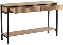 Miami Oak Console Table– Oak Effect Occasional Storage With Black Legs – Modern Living Furniture