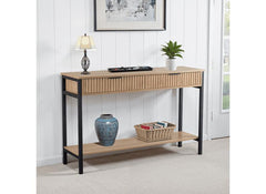 Miami Oak Console Table– Oak Effect Occasional Storage With Black Legs – Modern Living Furniture