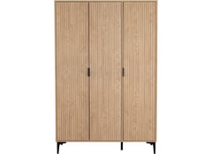 Miami Oak Three Door Wardrobe – Oak Effect Bedroom Wardrobe with Black Legs – Modern Bedroom Furniture