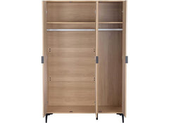 Miami Oak Three Door Wardrobe – Oak Effect Bedroom Wardrobe with Black Legs – Modern Bedroom Furniture