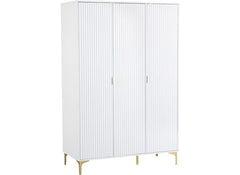 Miami White Three Door Wardrobe – White Lacquered Bedroom Wardrobe with Black Legs – Modern Bedroom Furniture