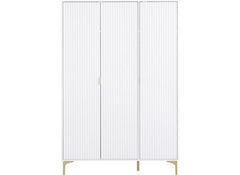 Miami White Three Door Wardrobe – White Lacquered Bedroom Wardrobe with Black Legs – Modern Bedroom Furniture