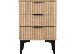 Miami Oak Three Drawer Bedside – Oak Effect Bedside With Black Legs – Modern Bedside Furniture