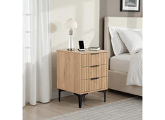 Miami Oak Three Drawer Bedside – Oak Effect Bedside With Black Legs – Modern Bedside Furniture