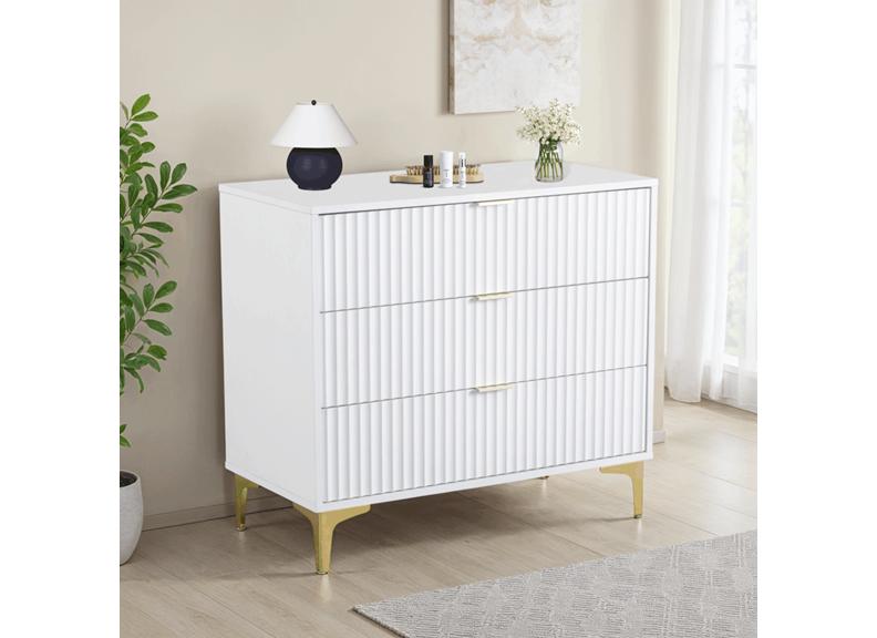 Miami White Three Drawer Chest - room