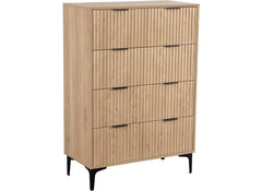Miami Oak 2+3 Drawer Bedroom Chest – Oak Effect Bedroom Storage With Black Legs – Modern Bedside Furniture (Pre-Order Only)