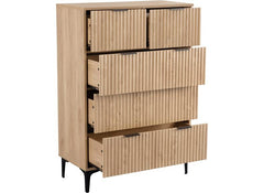 Miami Oak 2+3 Drawer Bedroom Chest – Oak Effect Bedroom Storage With Black Legs – Modern Bedside Furniture (Pre-Order Only)