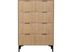 Miami Oak 2+3 Drawer Bedroom Chest – Oak Effect Bedroom Storage With Black Legs – Modern Bedside Furniture (Pre-Order Only)