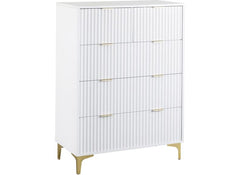 Miami White 2+3 Drawer Bedroom Chest – White Bedroom Storage With Gold Legs – Modern Bedside Furniture