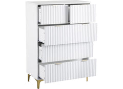 Miami White 2+3 Drawer Bedroom Chest – White Bedroom Storage With Gold Legs – Modern Bedside Furniture