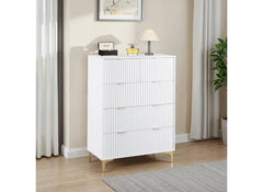 Miami White 2+3 Drawer Bedroom Chest – White Bedroom Storage With Gold Legs – Modern Bedside Furniture